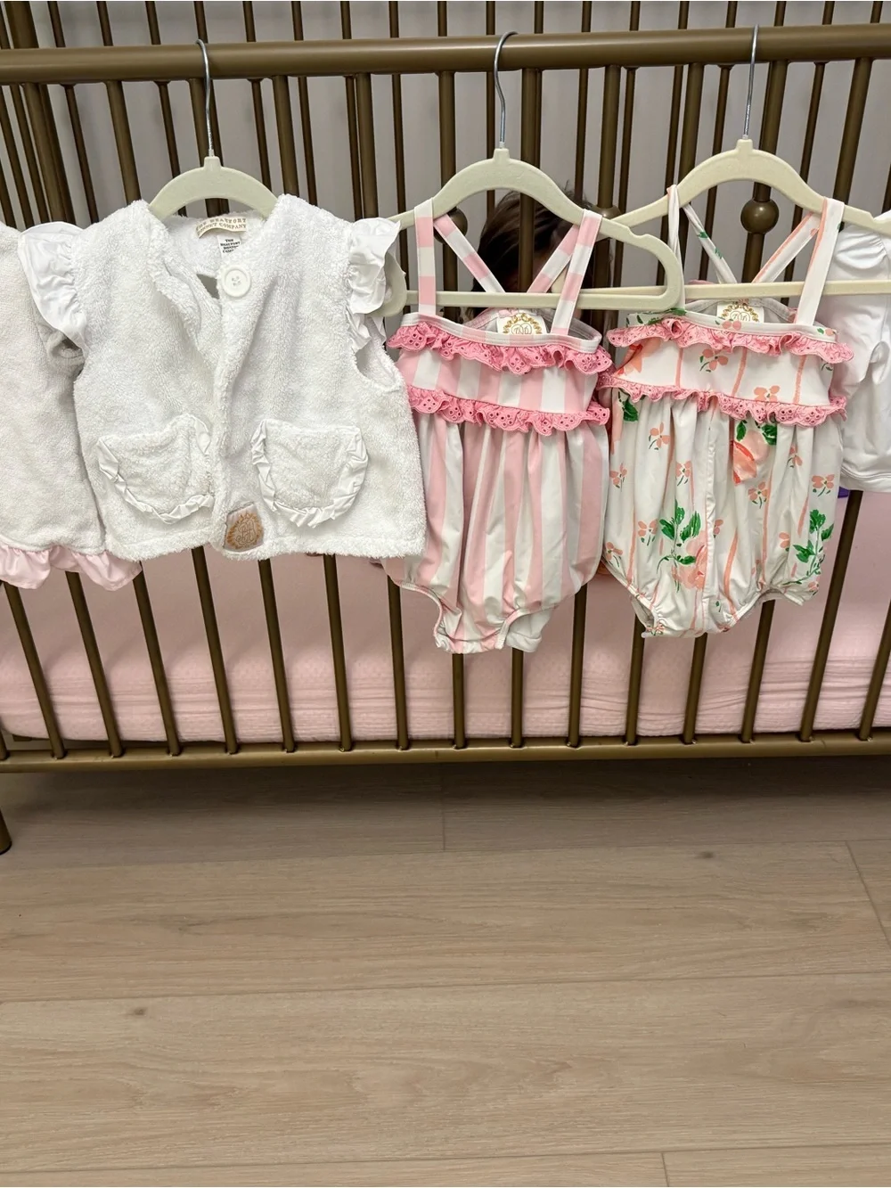 The Beaufort Bonnet Company Pink Striped Ruffle Swim Footie